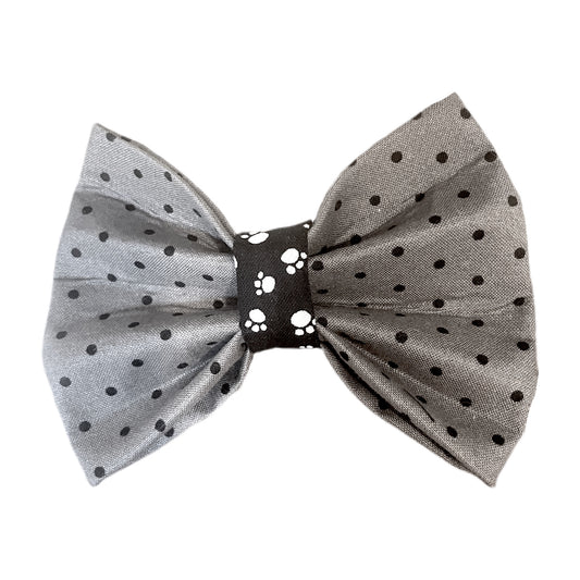Grey Polka 🐾 Bow Tie (Size Large)
